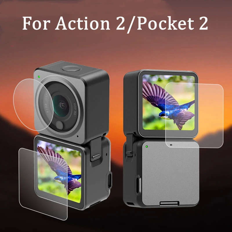 

For DJI Osmo Action 2/Pocket2 Tempered Glass Anti-scratch Camera Lens + Screen + Front Screen Protective Film Camera Accessories