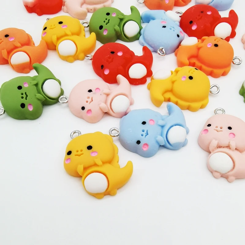

Cartoon Dinosaur Resin Pendant Charms for Making Jewelry Accessories DIY Earring Necklace Keychain Findings Wholesale 10/20pcs