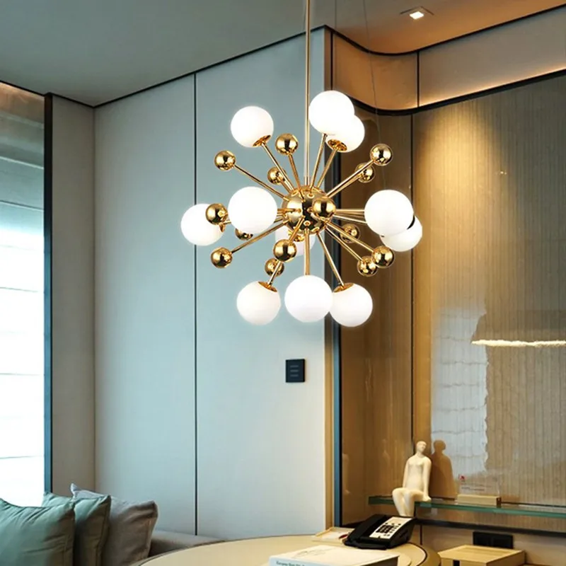 

Modern Loft Art Style Dandelion Chandelier Creative Gold Warm Bedroom Dinner Living Room Bar G4 Hanging Light Fixtures