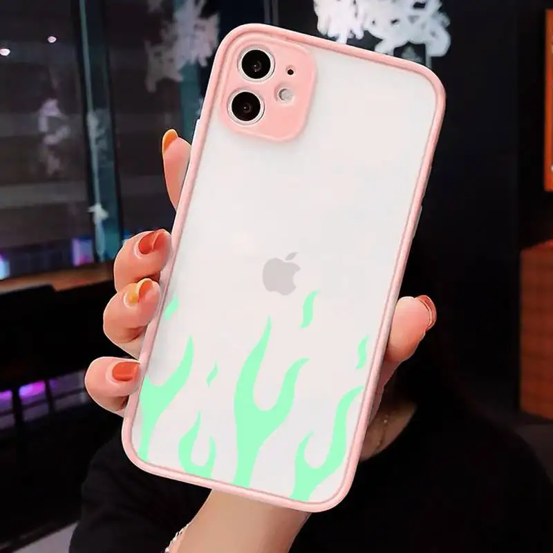 

Flame fire pattern Phone Cases matte transparent For iphone 7 8 11 12 plus mini x xs xr pro max cover