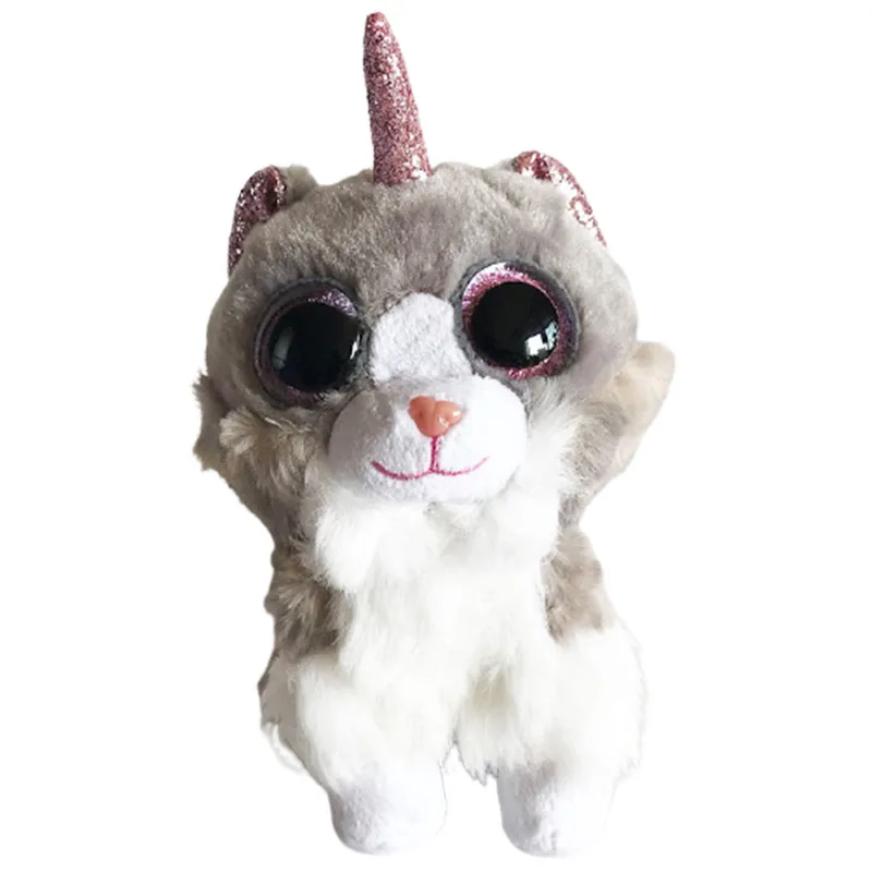 

Ty big eyes Beanie Boos Flippables 6" Grey unicorn cat Changing Multicolor 15cm Plush Stuffed Animal Collectible Soft Doll Toy