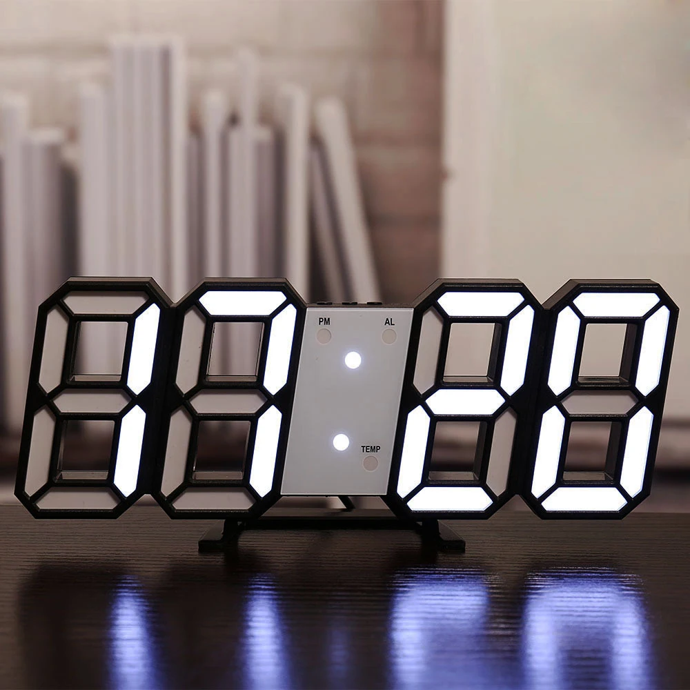 3D светодиодные настенные часы для дома кухни гостиной офиса цифровые настольные