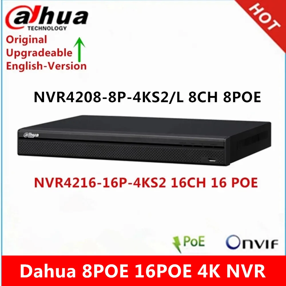 Оригинал Dahua NVR4208-8P-4KS2/L 8ch с 8 портов PoE NVR4216-16P-4KS2/L 16ch 16 4 к NVR 1U Сетевой Видео