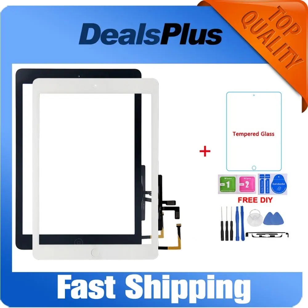 

New Touch Screen + Home Button + Flex Cable + Camera Holder + Tempered Glass+ Tools For iPad Air 1 For iPad 5 A1474 A1475 A1476