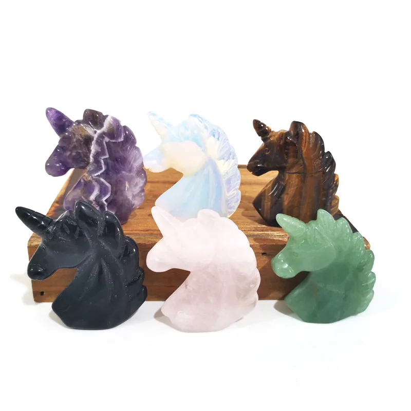 2 дюйма натуральный Единорог кварцевый исцеляющий Кристалл ручной резной