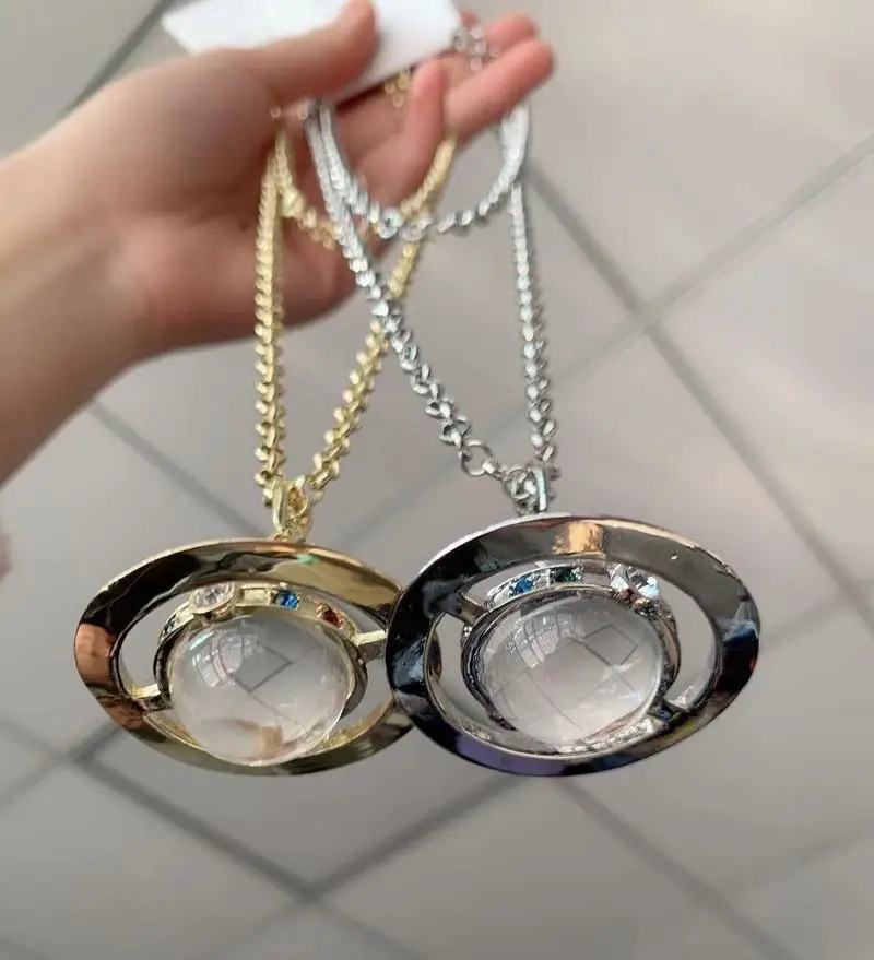 

Crystal Saturn Necklace for Women Wedding Jewelry Style Luxury Sweater Chain Chain for Girls Fashion Jewelry