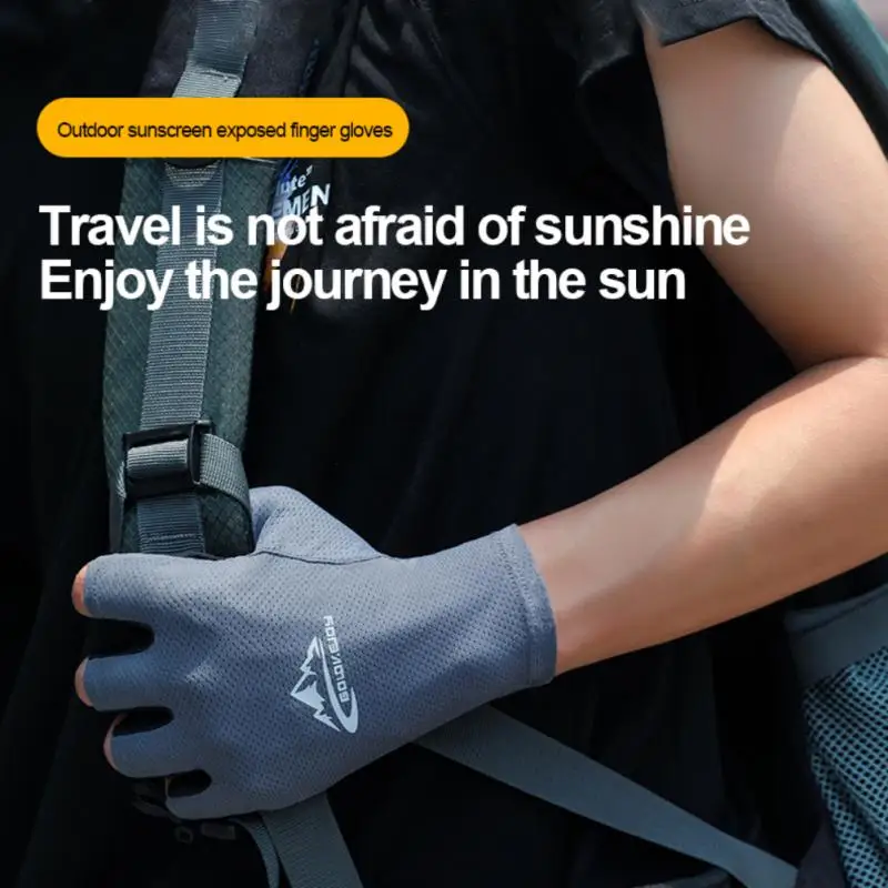 

Summer Ice Silk Cycling Half Finger Gloves Anti-Slip Men Breathable Wear-Resistant Shockproof Sports Bike Gear Bicycle Equipment