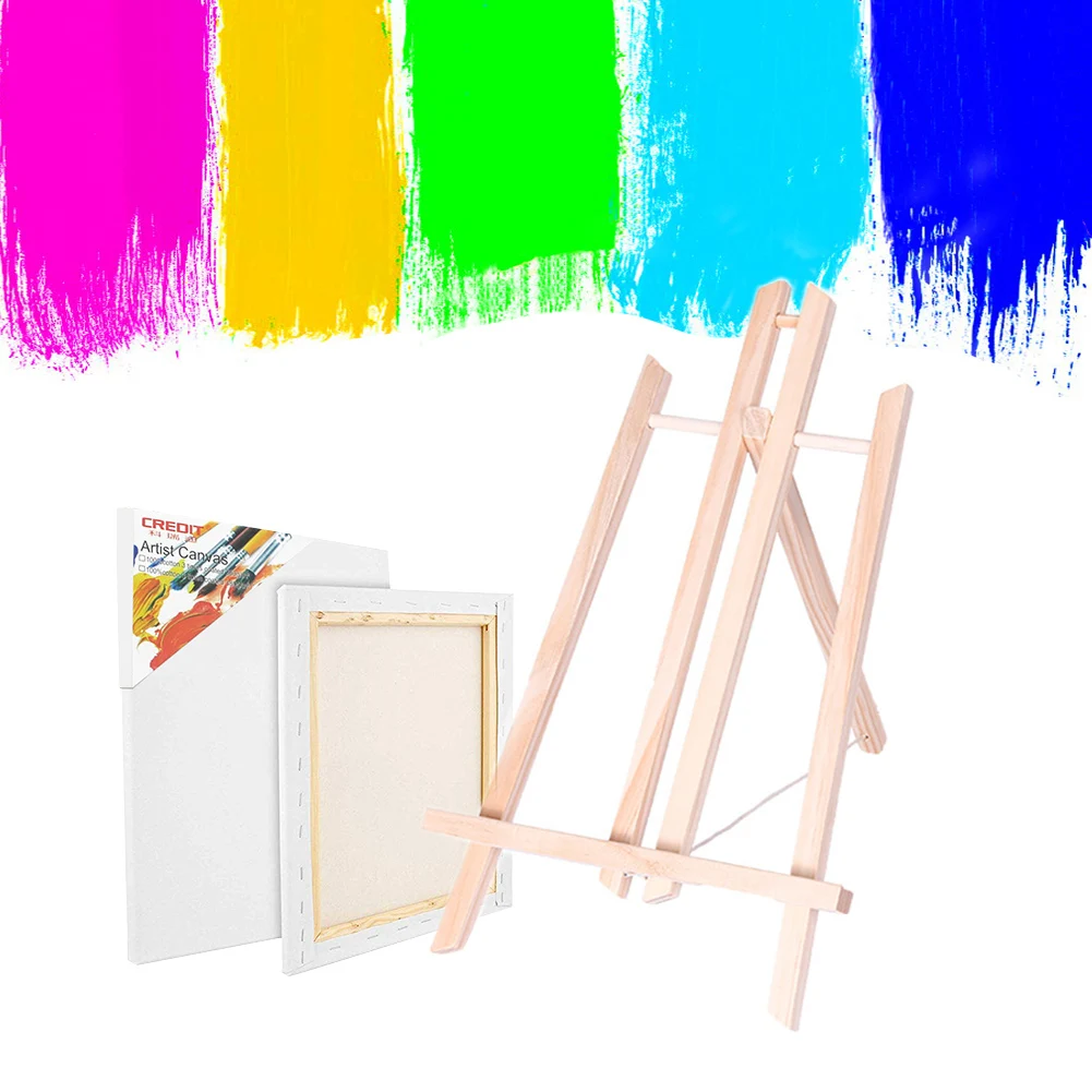 

2PCS Wooden Easel Pure Cotton Tung Oil Frame Natural 25 * 30cm / 30 * 40cm and Wood Easel Set 40 * 20cm For Art Painting