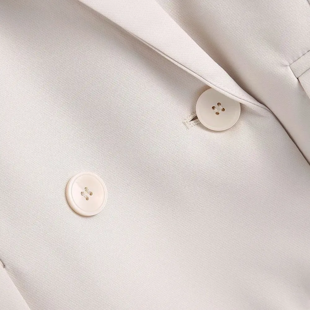 

Women 2021 Fashion Office Wear Double Breasted Blazer Coat Vintage Long Sleeve Pockets Female Outerwear Chic Tops formal suits