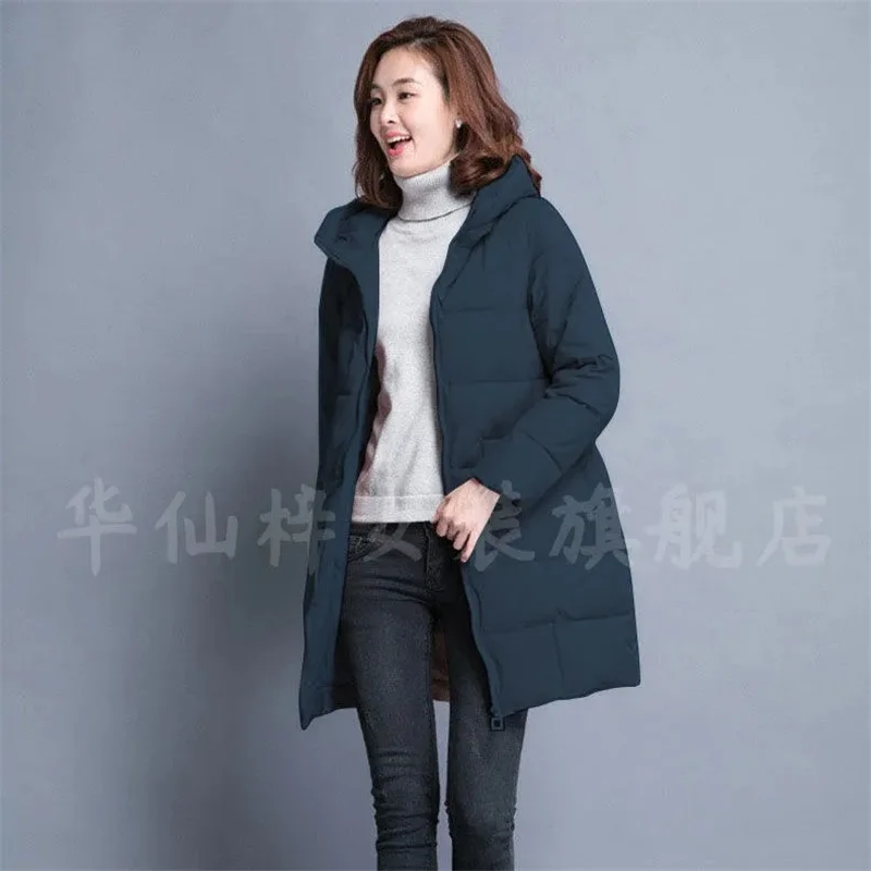 High Quality Female Middle-aged Elderly Padded Jacket 2022 Women's Mid-length Korean Loose Padded Jacket Coat Padded Jacket D