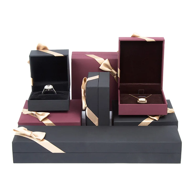 

High-end touch paper tie flower ring box necklace pendant bracelet jewelry package jewelry boxes newest design jewelry display
