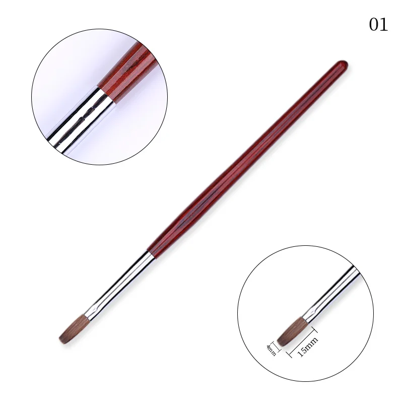 Wooden Handle 01 № 4 Съемный Ногтей Акриловые Колонковая Кисть Соболь Щетки Искусства Ногтя 1 шт.#616 - Цвет: Wooden Handle 01