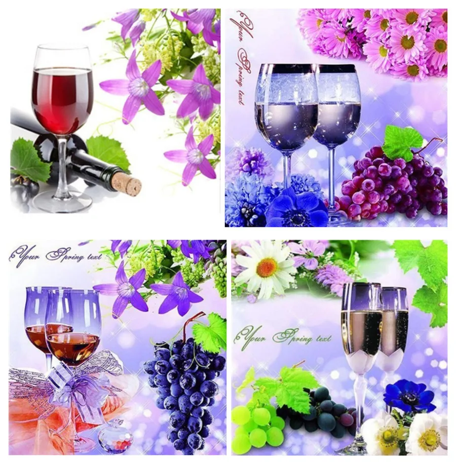 Алмазная 5D картина сделай сам с изображением винограда красного вина вышивка