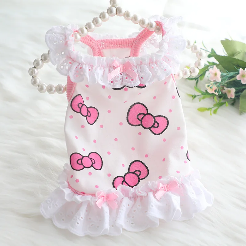 Одежда для собак летняя тонкая юбка платье принцессы на бретельках кружевная