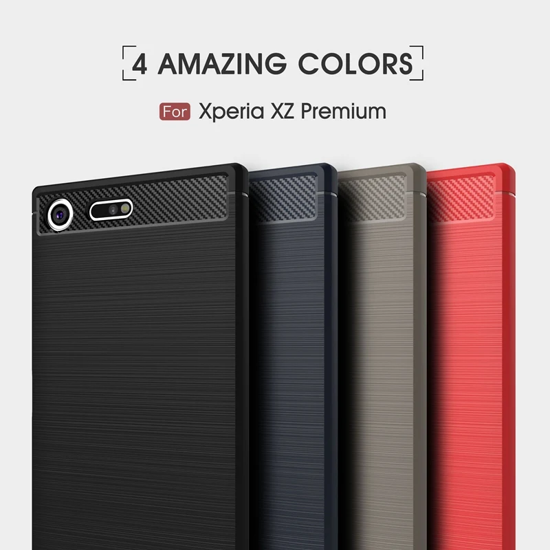 UPaitou For Sony Xperia XZ Premium Case Carbon Fiber Scratch Resistant Soft TPU Back Cover for Dual |