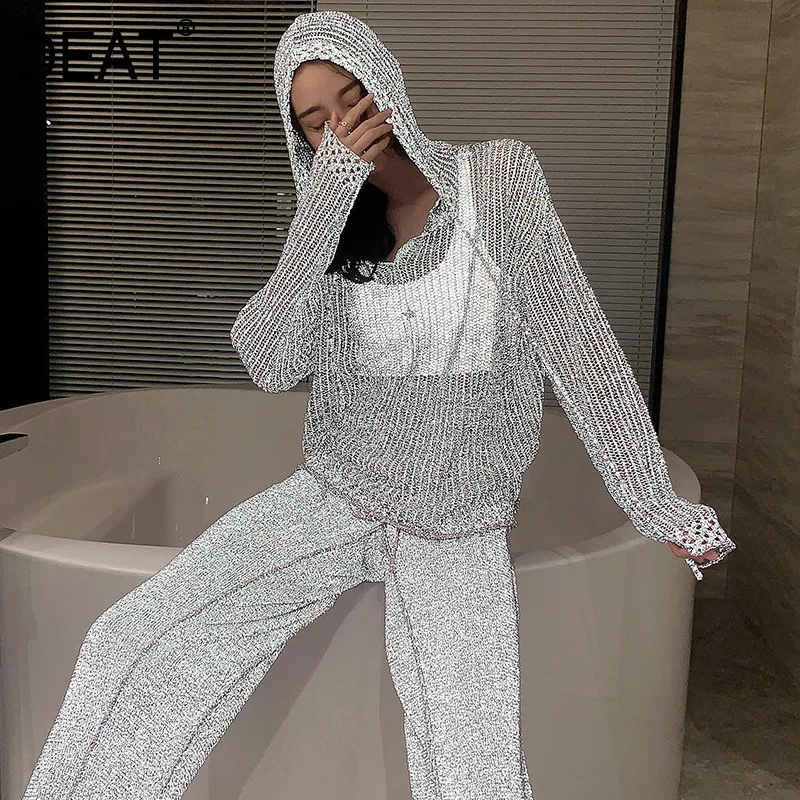 Летний модный Женский свитшот с капюшоном и брюки на шнурках | Женская одежда