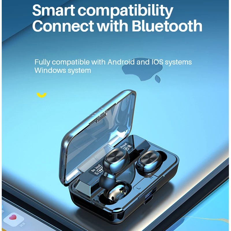 

Wireless Earphone Earplugs 5.1 Outdoor Sports TWS Bluetooth Headset for Oppo Xiaomi Huawei Lenovo Apple Android