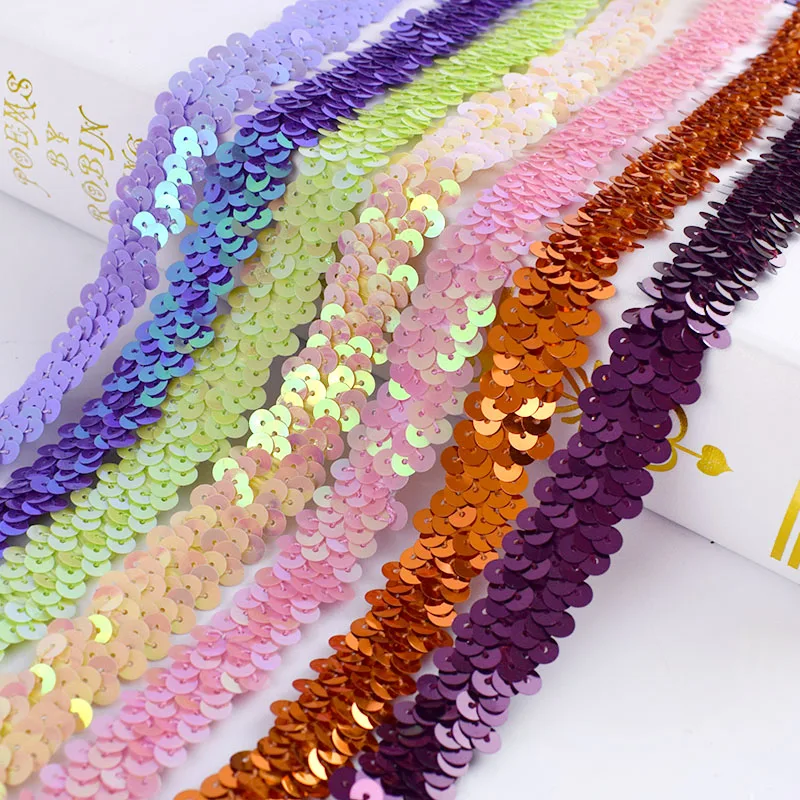 10 ярдов кружевные ленты с блестками золотистые и Серебристые эластичные