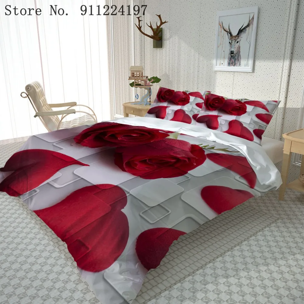 3D принт в виде красной розы одеяло Постельное белье зимнее теплое пуховое для Ipad
