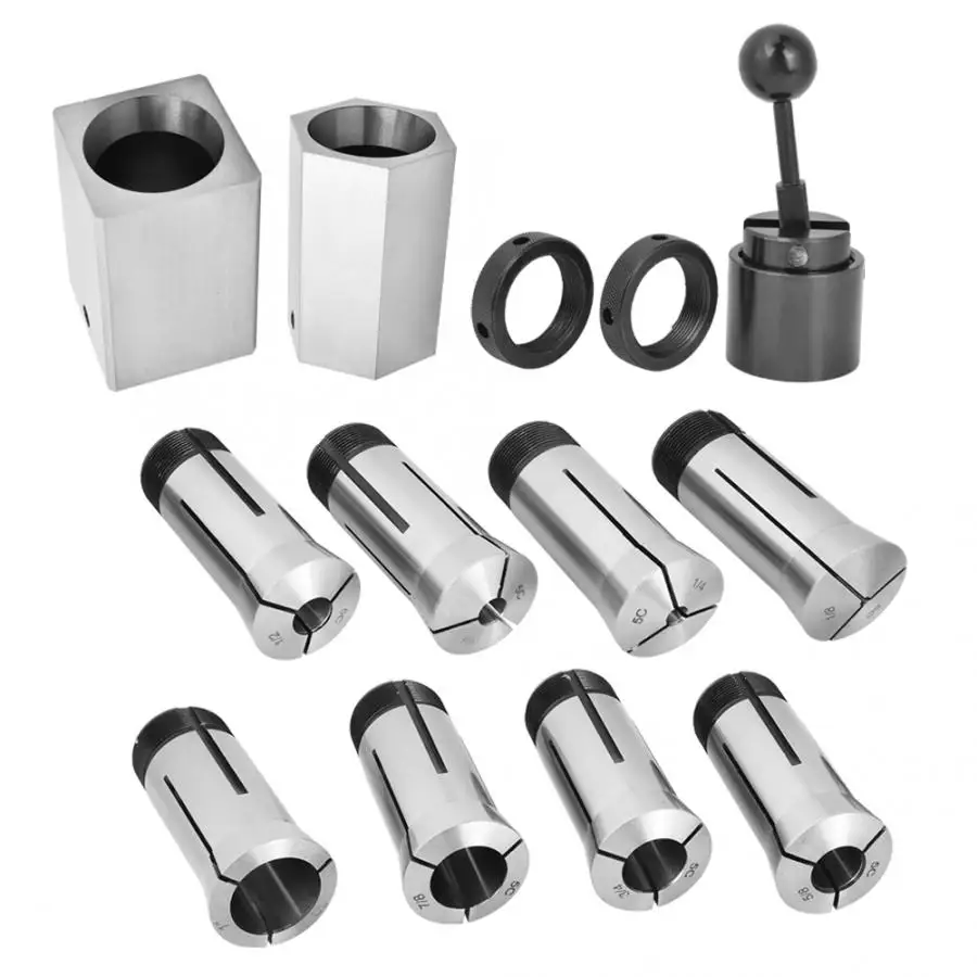 Стальной квадратный/шестигранный зажимной блок 5C 1/8 ~ 1 дюйма набор цанговых