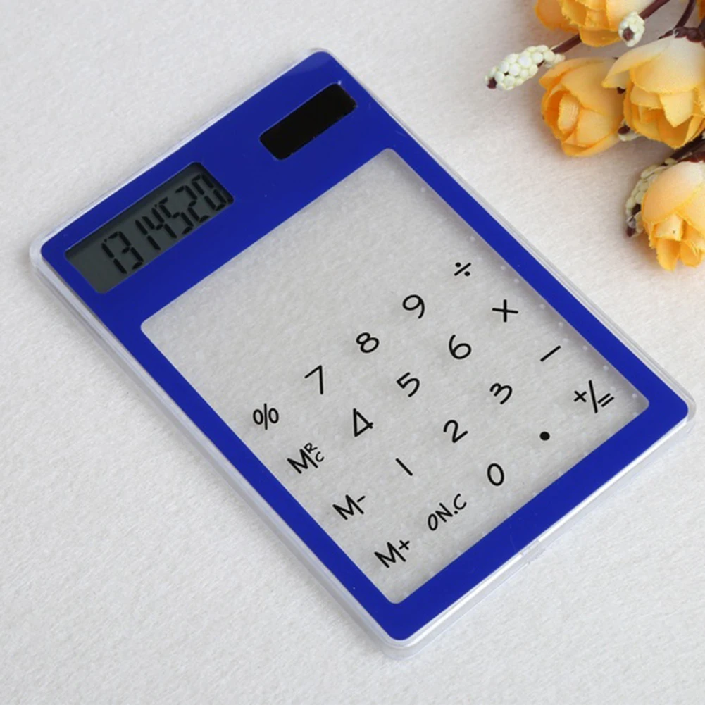 Полезные ЖК-дисплей 8-значный Сенсорный экран ультра тонкий TransparentSolar CalculatorStationery прозрачный научный калькулятор для офиса
