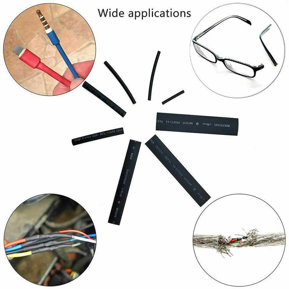 

Wire Heat Shrink Tubes Kit Polyolefin Black Flame Retardant Insulation