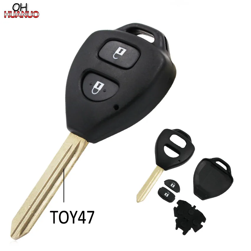 2 кнопки дистанционного ключа оболочки чехол fob для Toyota Auris Corolla Verso Yaris TOY47 uncut blade