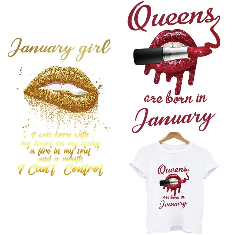 Модная одежда с изображением губ накладные полосы термочувствительного патчи