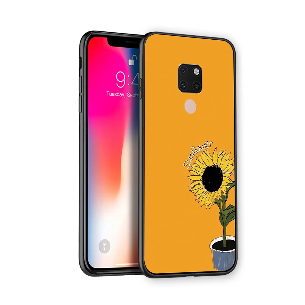 Чехлы для телефонов HUAWEI MATE 10 20 30 Lite мягкий чехол из ТПУ с желтым подсолнухом Huawei P30