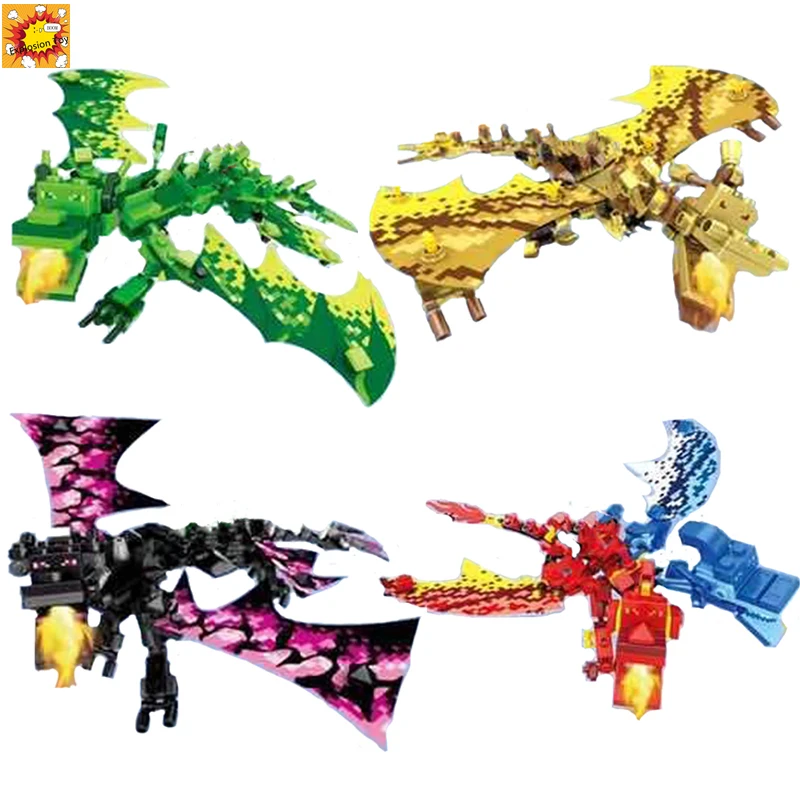 

My Worlded 2 Heads Dragons Knights Figures Building Blocks Kids Toys Bricks Gift For Children Boys