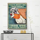 Постер-книга и вино Лабрадор ретривер вот что я читаю книга я пью вино настенное искусство домашний декор холст плавающая рамка