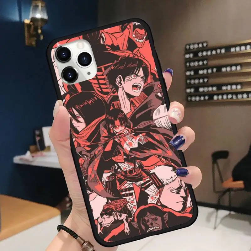 

Attack on Titan Eren Mikasa L-Levi Phone Case for iPhone 11 12 pro XS MAX 8 7 6 6S Plus X 5S SE 2020 XR