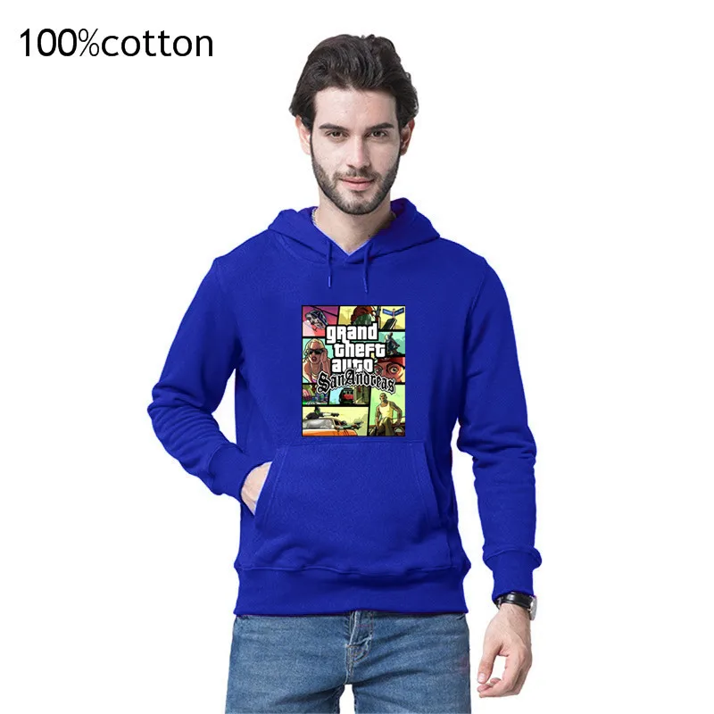 

Hoodies men 2019 GTA 5 Fashion Sweatshirt Autumn And Winter Cosplay Costume casual Anime print Hoodies Men cotton Hooded tops
