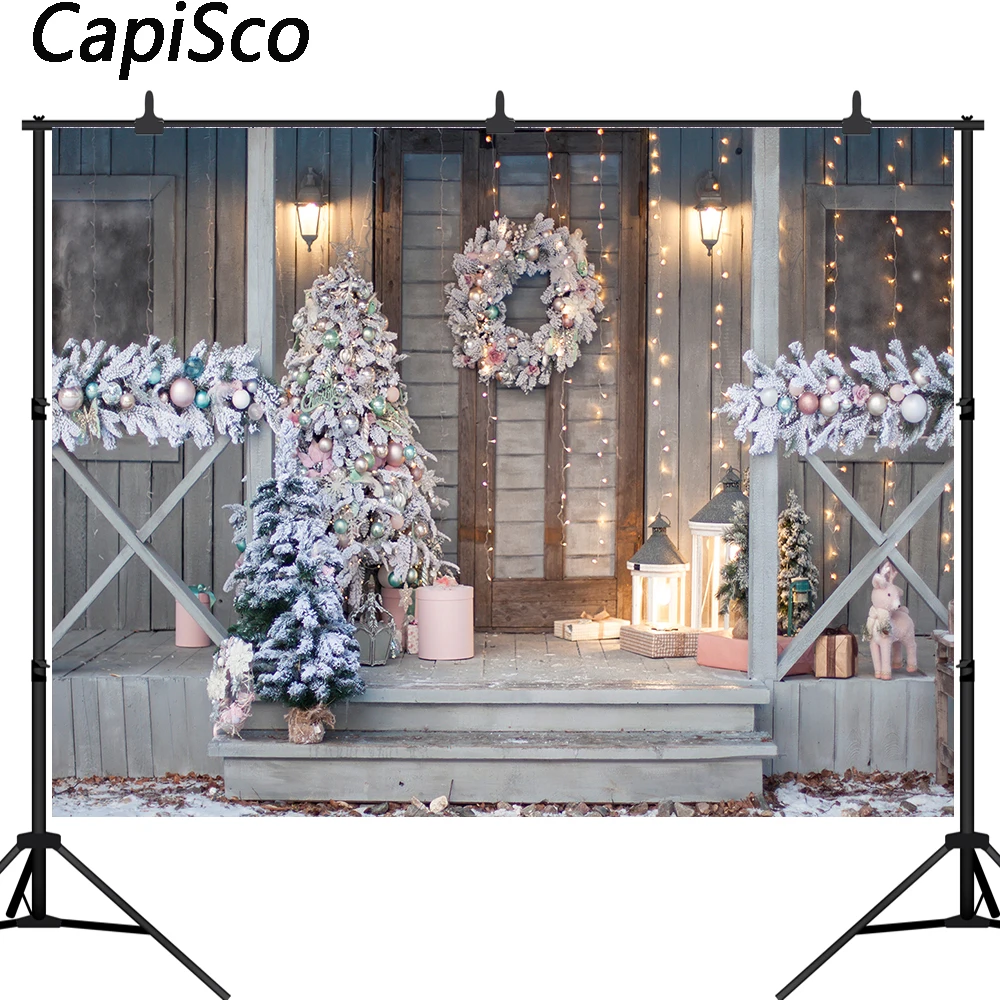 

Capisco Рождественский фон для фотосъемки наружная дверь свет Рождество фото фон студия реквизит фотобудка украшение для вечеринки