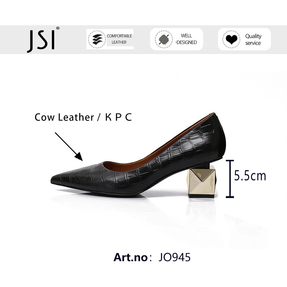 

JSI Pumps Shoes Women Strange Heel Concise Style Genuine Leather Shallow Dress Beautiful Spring Autumn Pointed Toe 2021 JO945