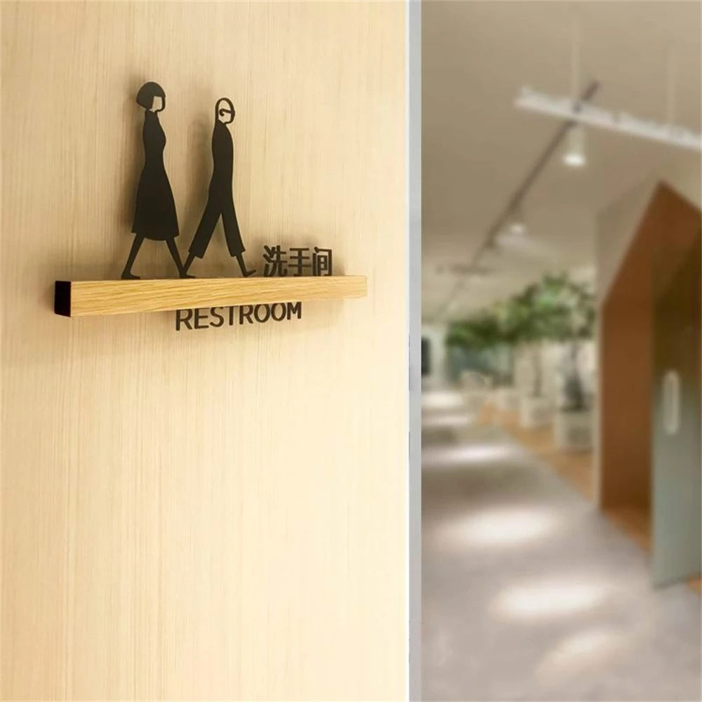 Customized Creative Toilet Door Plate Bathroom Signage Service Indicator Guide Icon Men And Women Logo Personality High End Sign | Дом и сад