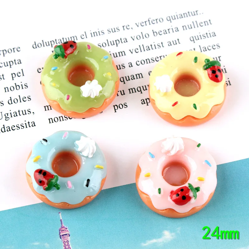 10 шт. 24 мм фрукты Клубника пончик еда Торт кабошоны орнамент аксессуары глиняные