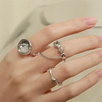 personality opals open adjustable ring for women ladies perspective crystal chain tassel index finger ring stylish accessories