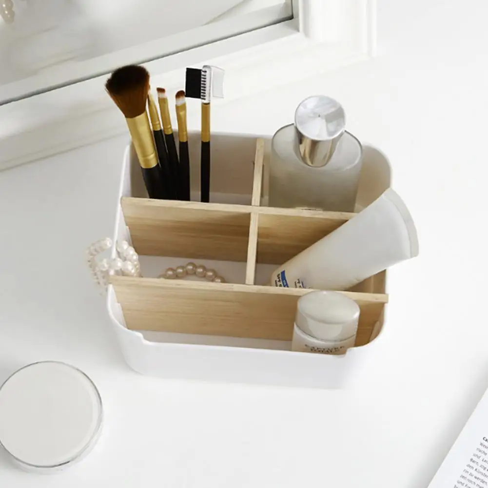 

5Grid Wooden Desktop Organizer Cosmetic Storage Box Organizer Desktop Jewelry Nail Polish Makeup Drawer Container Large Capacity