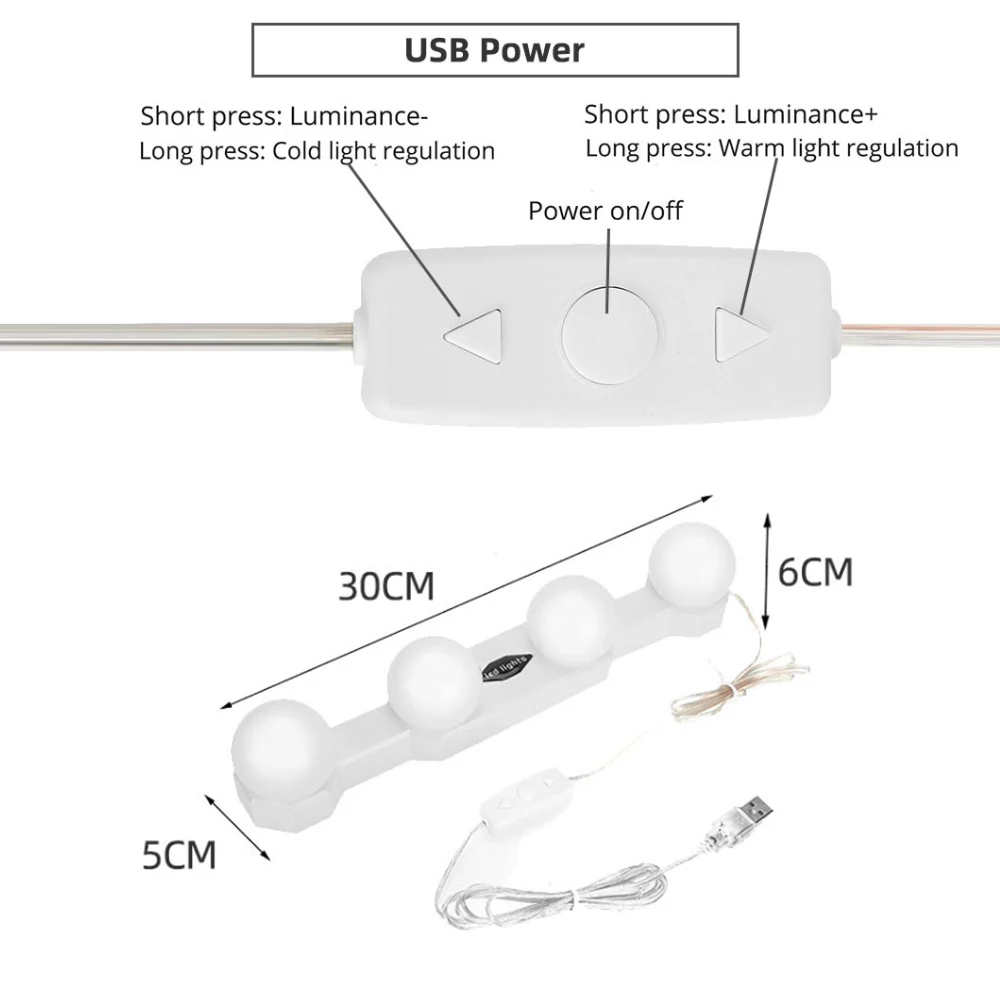 Светодиодный зеркальный светильник s с регулируемой яркостью USB | Лампы и
