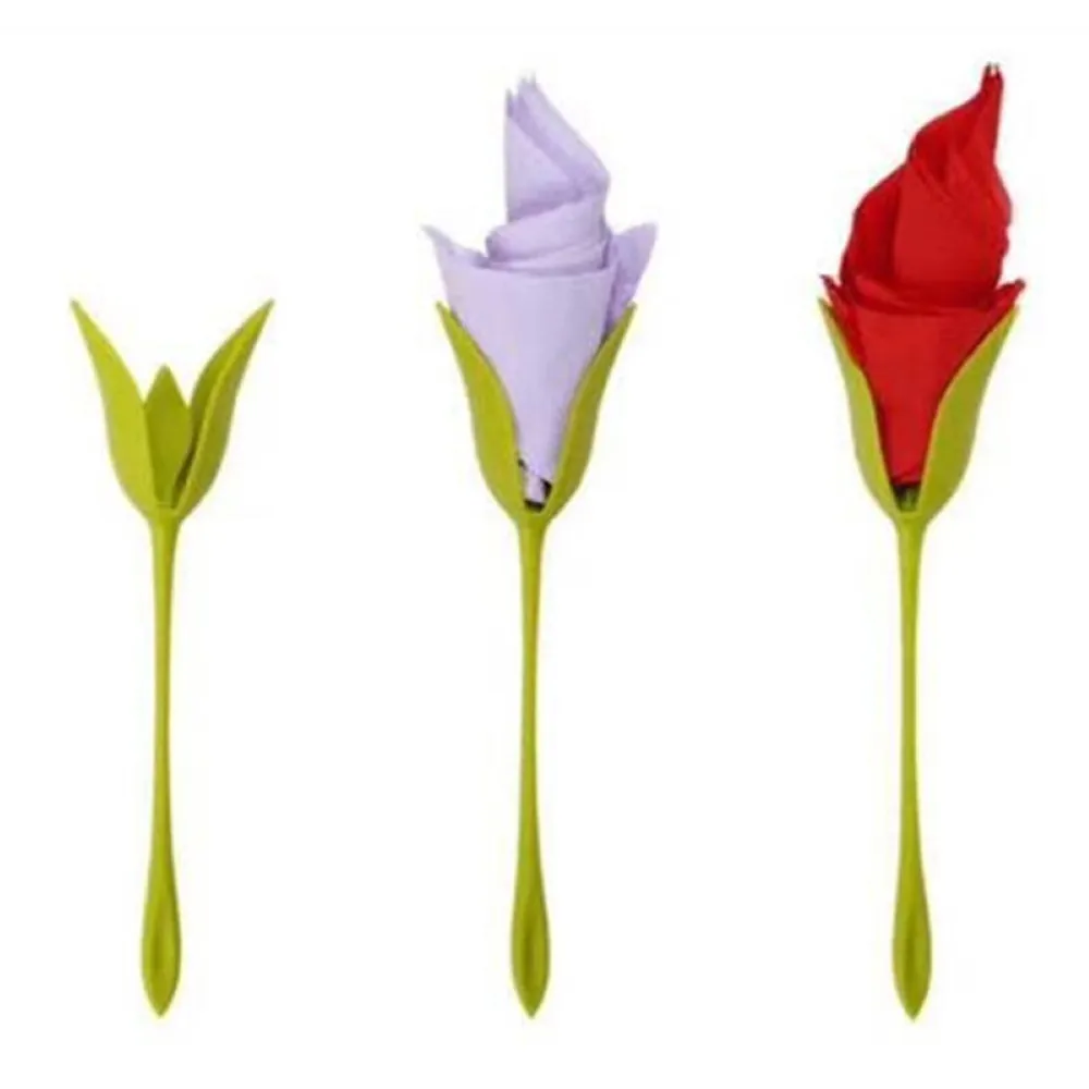 

4pcs Flower Napkin Holder Set Napkin Twist Holder Ring Plastic Green Leaf Paper Towel Folded Organizer For Table Wedding
