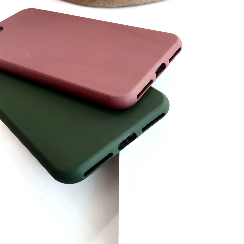 Lovely Candy Solid Color TPU Rubber phone Cases For iphone 7 8 X 6 6S Plus 11pro XR XSMAX Case Retro Wine Dark Green Cover |