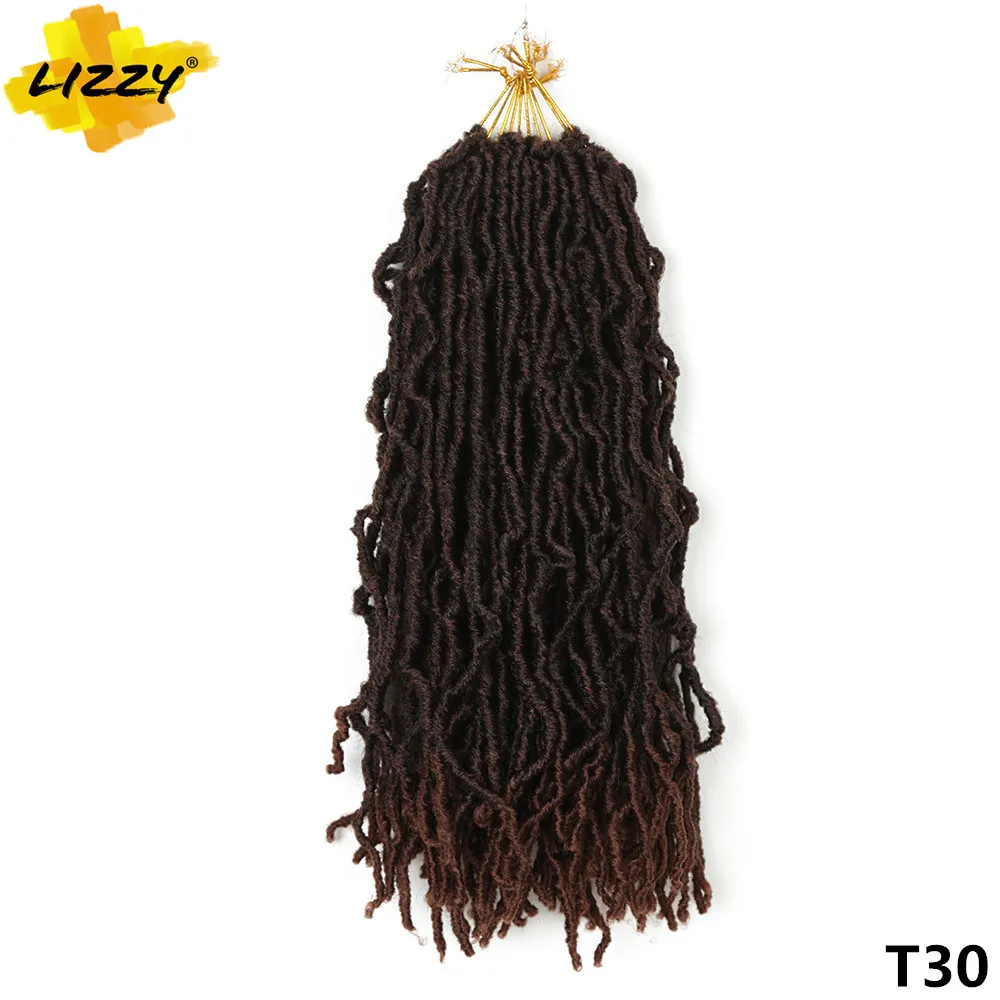 

24"Faux Loc Curly Crochet Hair Synthetic Dreadlocks Soft Messy Boho Ombre Braiding Hair Extension Natural Goddess Nu Locs Lizzy