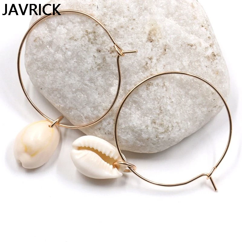 Богемная Подвеска из натуральной раковины круглый обруч Висячие серьги женские