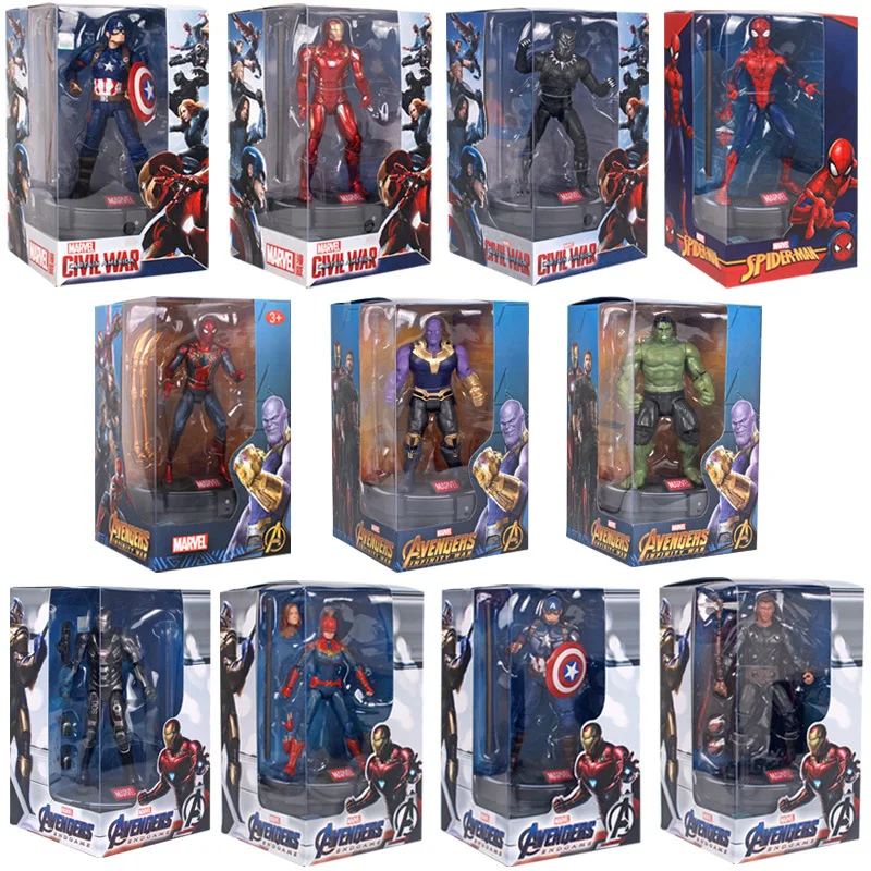 

Disney серия Marvel Мстители 3 фигурки 7-дюймовая кукла стенд со светящимся основанием детская игрушка подарок на день рождения фигурка