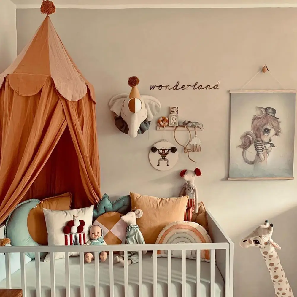 

2021 New Nordic Style Princess Lace Kids Baby Bed Room Canopy Mosquito Net Curtain Bedding Dome Tent палатка детская