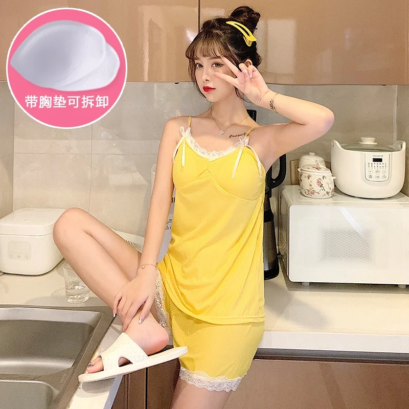 

Sexy Lace Lingerie Spaghetti Strap Pajama Sets for Women Summer Shorts Sleepwear Suit Pyjamas Homewear Pijama Mujer Home Clothes