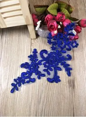 sapphire 6 шт., 22,5X12 см, 10 цветов, изысканная свадебная вуаль, украшение на голову, Кружевная аппликация с кружевной отделкой, платье, аксессуары для рукоделия, BD0049 - Цвет: sapphire
