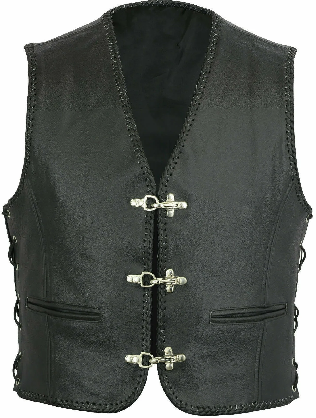 

Mens Leather Vest Cowl Motorcycle Biker Leather Vest Club Vest Chopper Vest