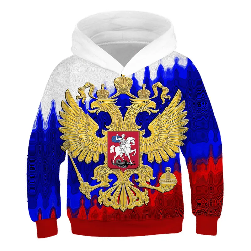 

Russia Nation Bear Sweatshirt Russian Flag Kids Hoodies Boys 3d Animal Pullover Children Sweatshirts Mens Clothing Casual Coat